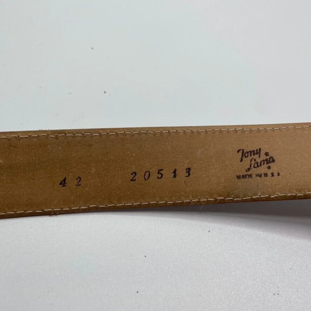 Tony Lama Belt 42 Genuine Lizard Brown Zig-Zag Stitch USA Western 20543 VTG‎